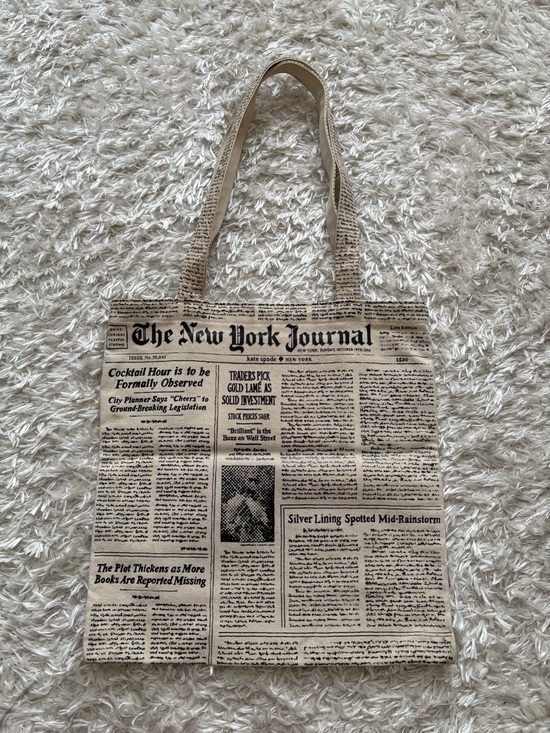kate spade Handbags - kate spade ‘The New York Journal’ Newspaper Print Canvas Tote Beige Black Laptop